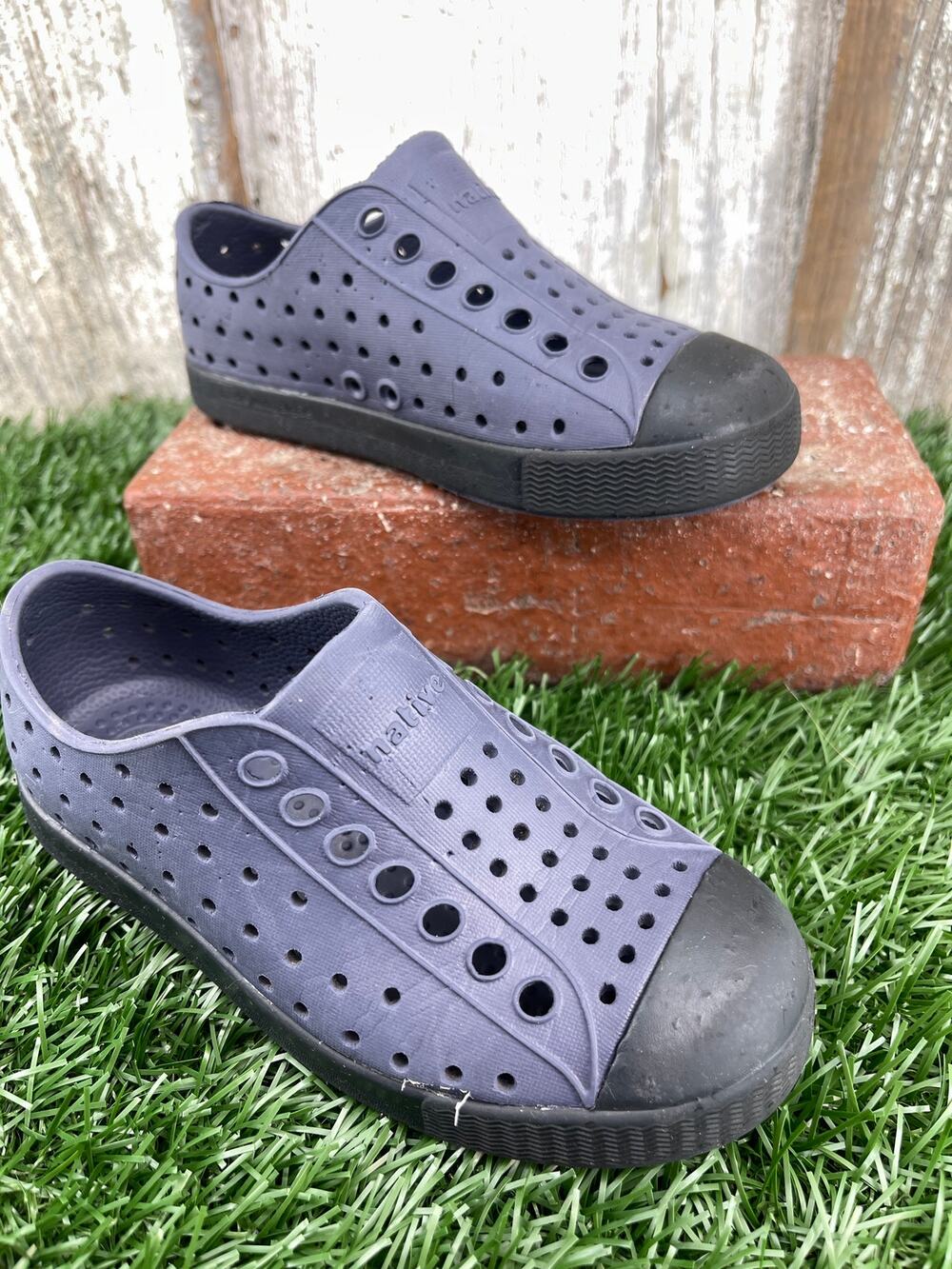 Native Jefferson Bloom Algae Slip On Shoes Indigo Kids Toddler C9